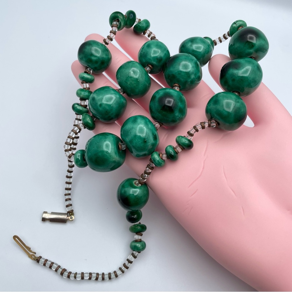 Statement Green Chunky Ceramic Bead Statement Nec… - image 5